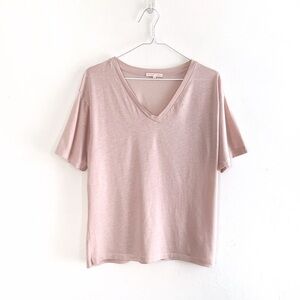 Filippa K Soft Sport Loose V-Neck Tee in Pale Pink Rose Size Small